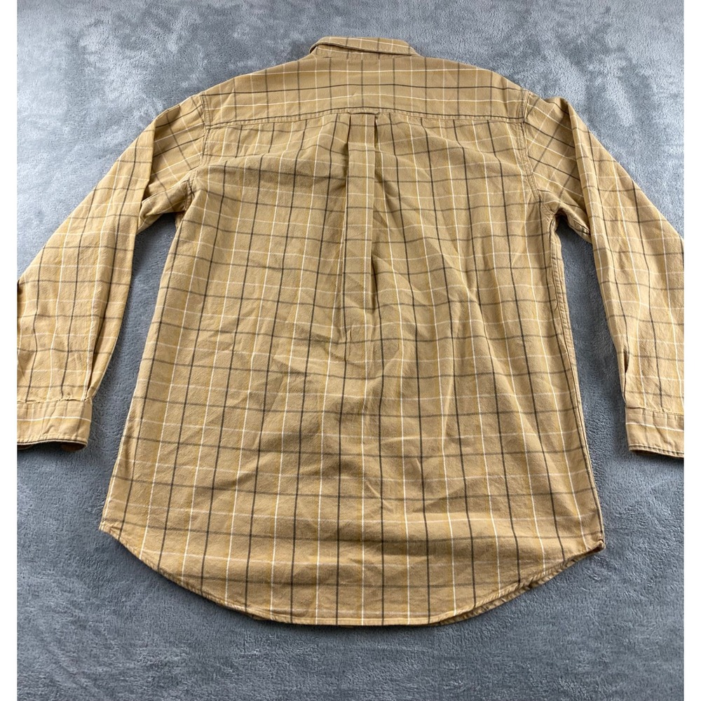 LL Bean Mens Tall L. Plaid Button Down Shirt Tan Brown 100% Cotton Long Sleeve - Picture 10 of 10